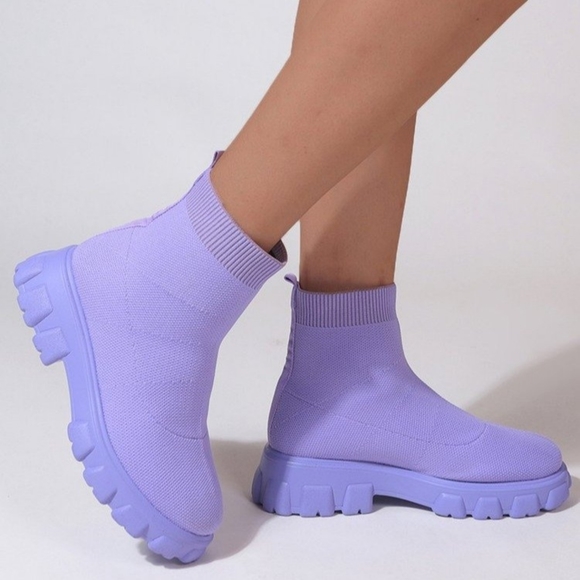 Mesh Round Toe Platform Boots - Picture 1 of 2